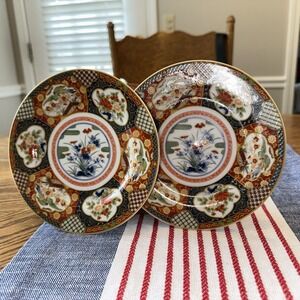 Pair Imari Japan Chrysanthemum DA251 International Porcelain Salad Plates